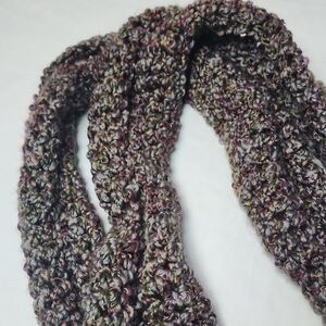 Chunky Crocheted Infinity Scarf in Multicolor Earth Hues Handmade